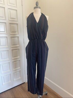 Anthropologie Dolan Left Coast Striped Halter Jumpsuit, NWOT, Size L